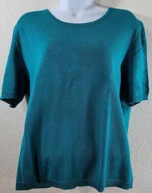 Philippe Marques Teal Blue Green Tight Knit Round Neck Top 16P Lightweight Soft